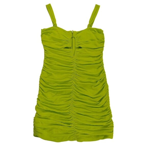 Zara women's lime green ruched sleeveless bodycon dress, Size L. - Picture 1 of 8